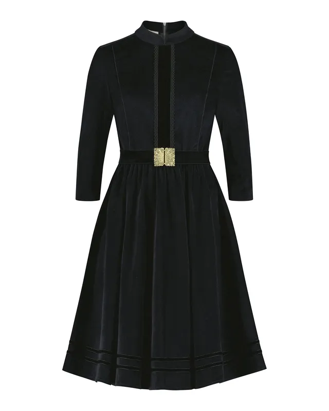 alpenherz-samtkleid-ava-stretch-schwarz-trachten-fashion-kleid image 1