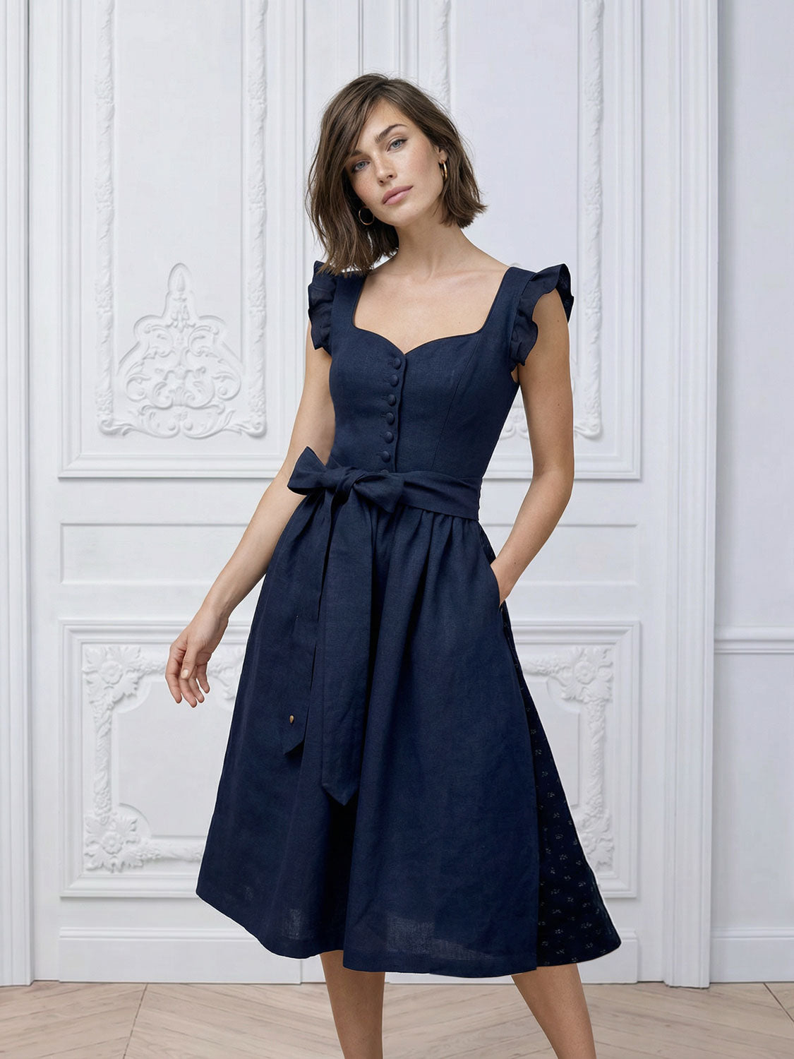 alpenherz-dirndl-marie-twin-mit-fl-gel-puffarm-leinen-dirndl-dunkelblau image 5