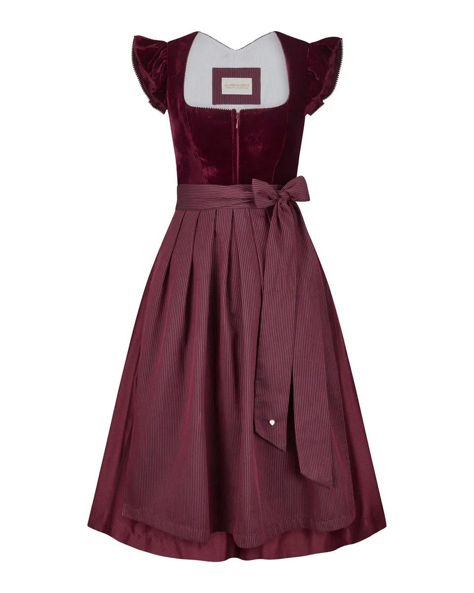 alpenherz-dirndl-rubina-wet-velvet-rot-samt-mieder image 1