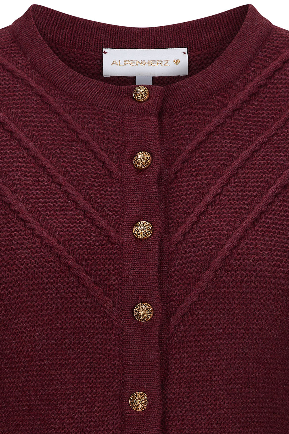 alpenherz-strickjacke-elanie-trachtenjacke-dunkelrot-mit-goldkn-pfen image 3