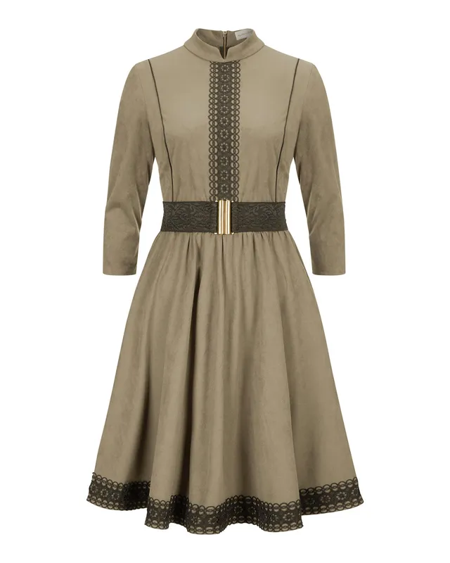 alpenherz-kleid-ava-beige-faux-leather-trachtenkleid image 1