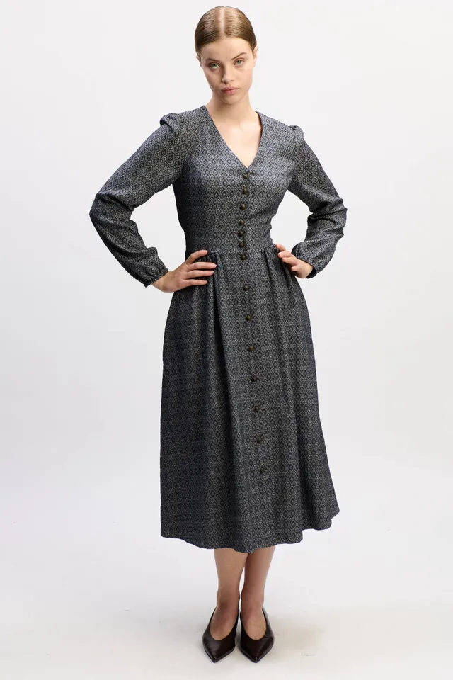 felicitas-damen-kleid-karlinda-jacquardkleid-mit-v-ausschnitt image 1
