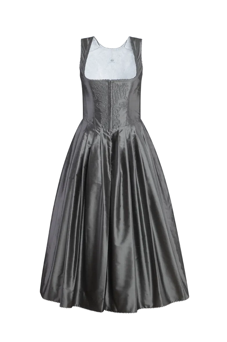 g-ssl-dirndl-glanz-und-glamour-seiden-dirndl-midi-grau-schwarz image 1