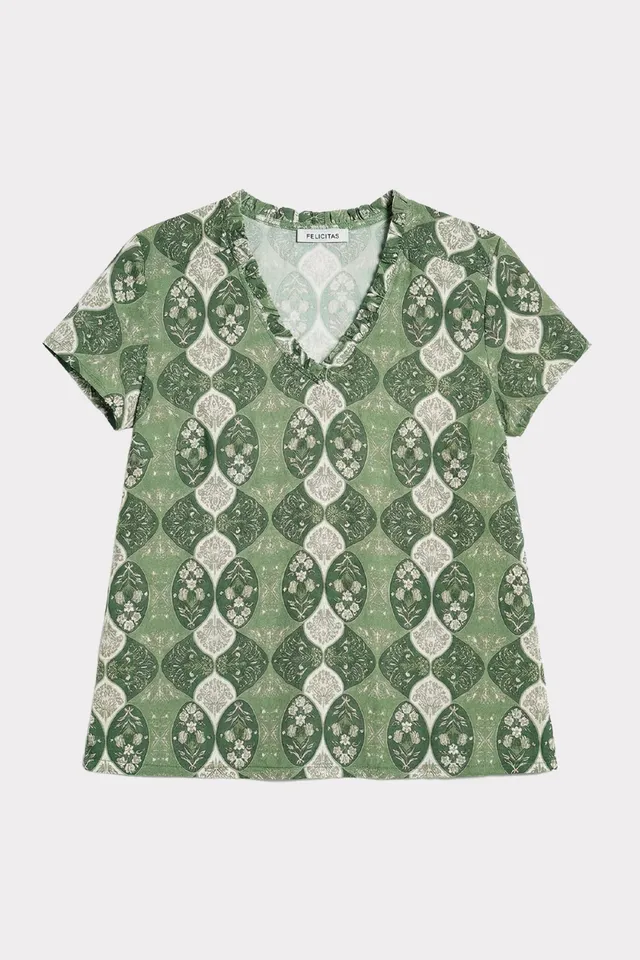 felicitas-damen-bluse-bernadette-kurzarm-bluse-mit-r-schen-v-ausschnitt-2 image 1