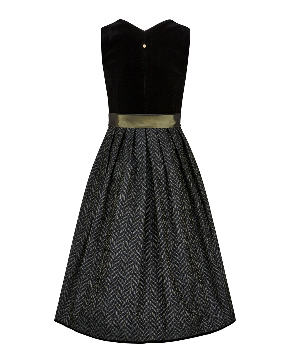 alpenherz-dirndl-velvet-samt-dirndl-schwarz-oliv-mit-fl-gel-rmchen image 5