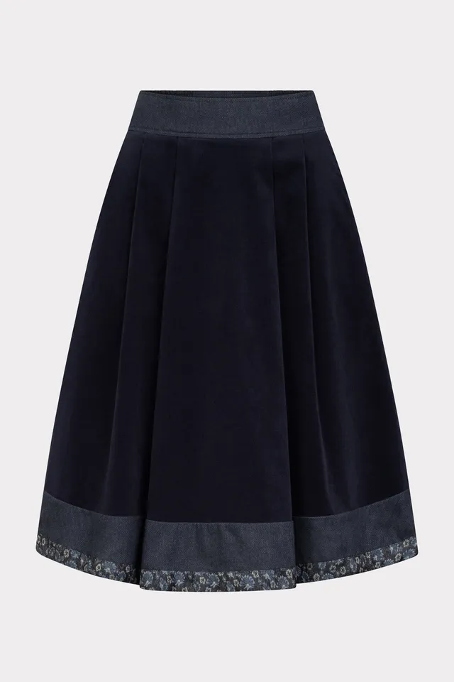felicitas-damen-rock-rina-baumwollrock-blau-mit-denimsaum image 1