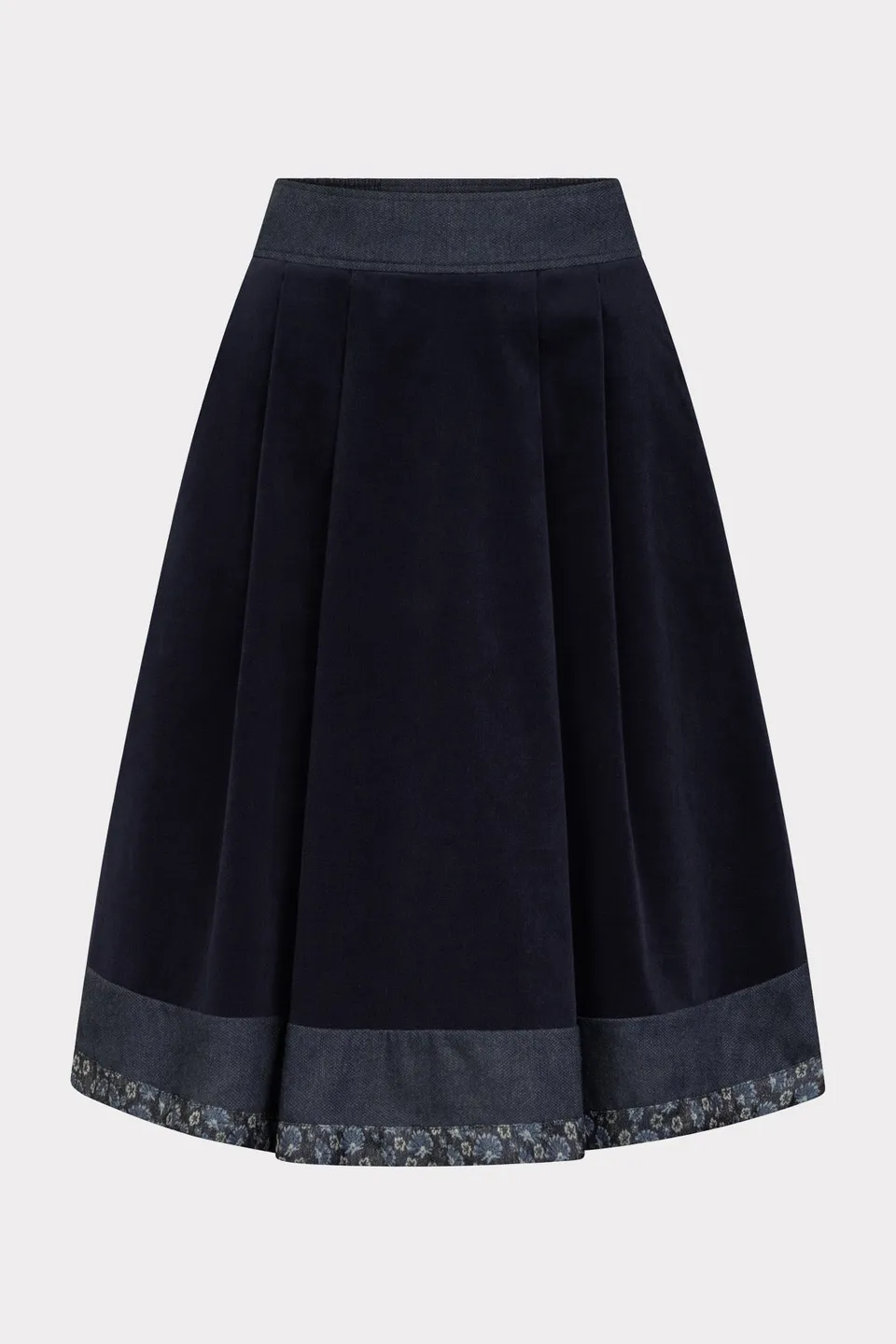 felicitas-damen-rock-rina-baumwollrock-blau-mit-denimsaum image 1
