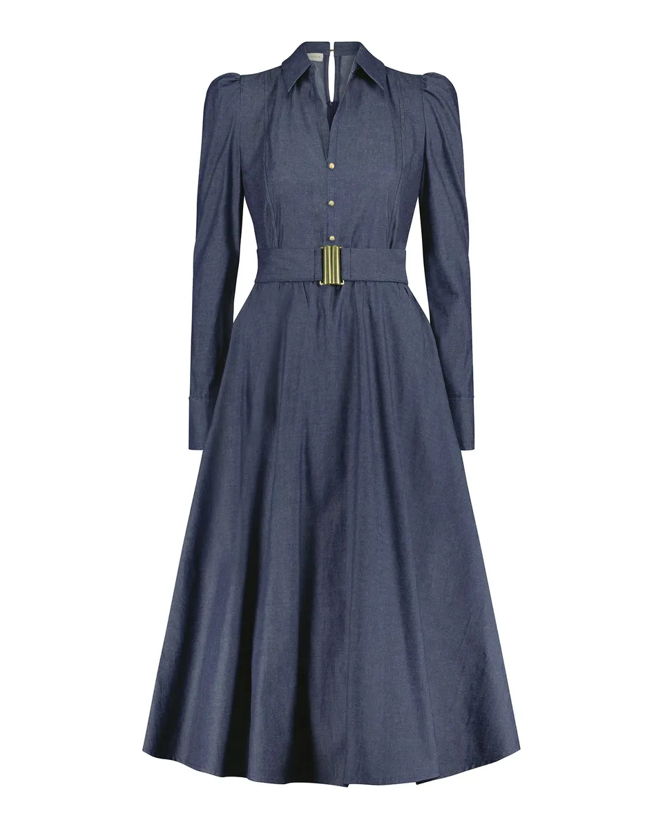 alpenherz-kleid-lydia-jeanskleid-mit-goldkn-pfen-und-jeansg-rtel image 1
