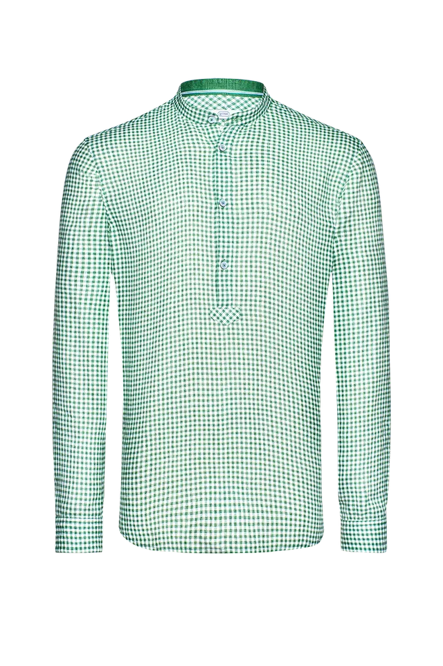 g-ssl-leichte-pfoad-gr-n-wei-herren-hemd-stehkragen image 1