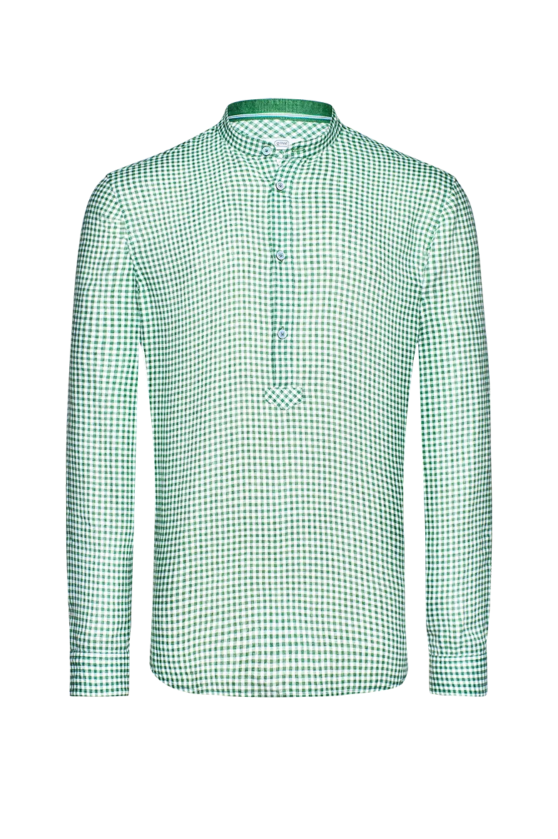 g-ssl-leichte-pfoad-gr-n-wei-herren-hemd-stehkragen image 1
