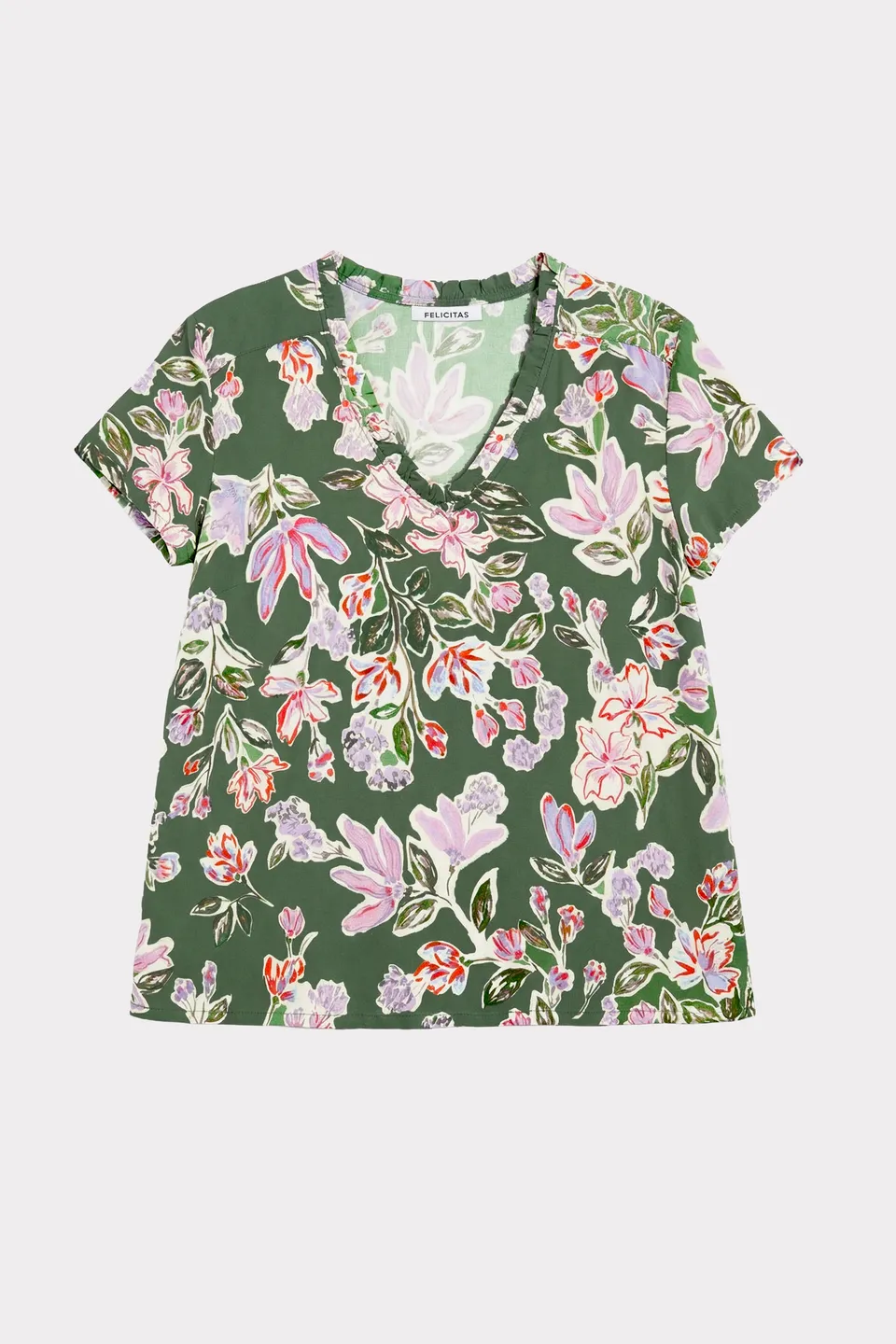 felicitas-bernadette-damen-kurzarm-bluse-mit-v-ausschnitt-und-r-schen image 1