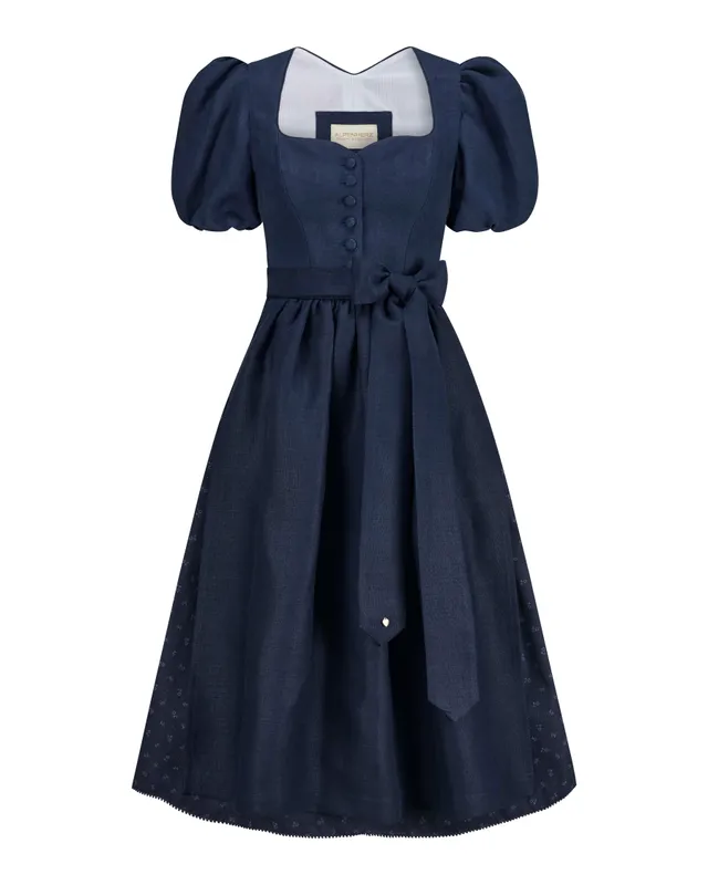 alpenherz-dirndl-marie-twin-mit-fl-gel-puffarm-leinen-dirndl-dunkelblau image 1