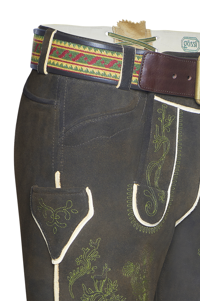 g-ssl-ausseer-lederhose-kurze-hirschlederhose-in-altschwarz-braun-mit-stickerei image 4