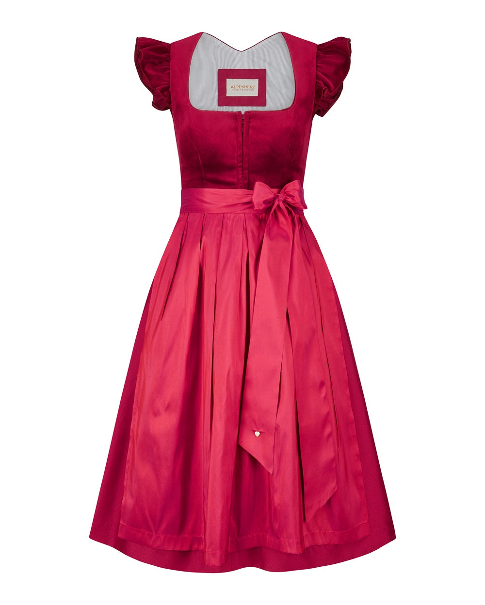 alpenherz-dirndl-ruby-3-in-1-samt-dirndl-in-kirschrot image 1