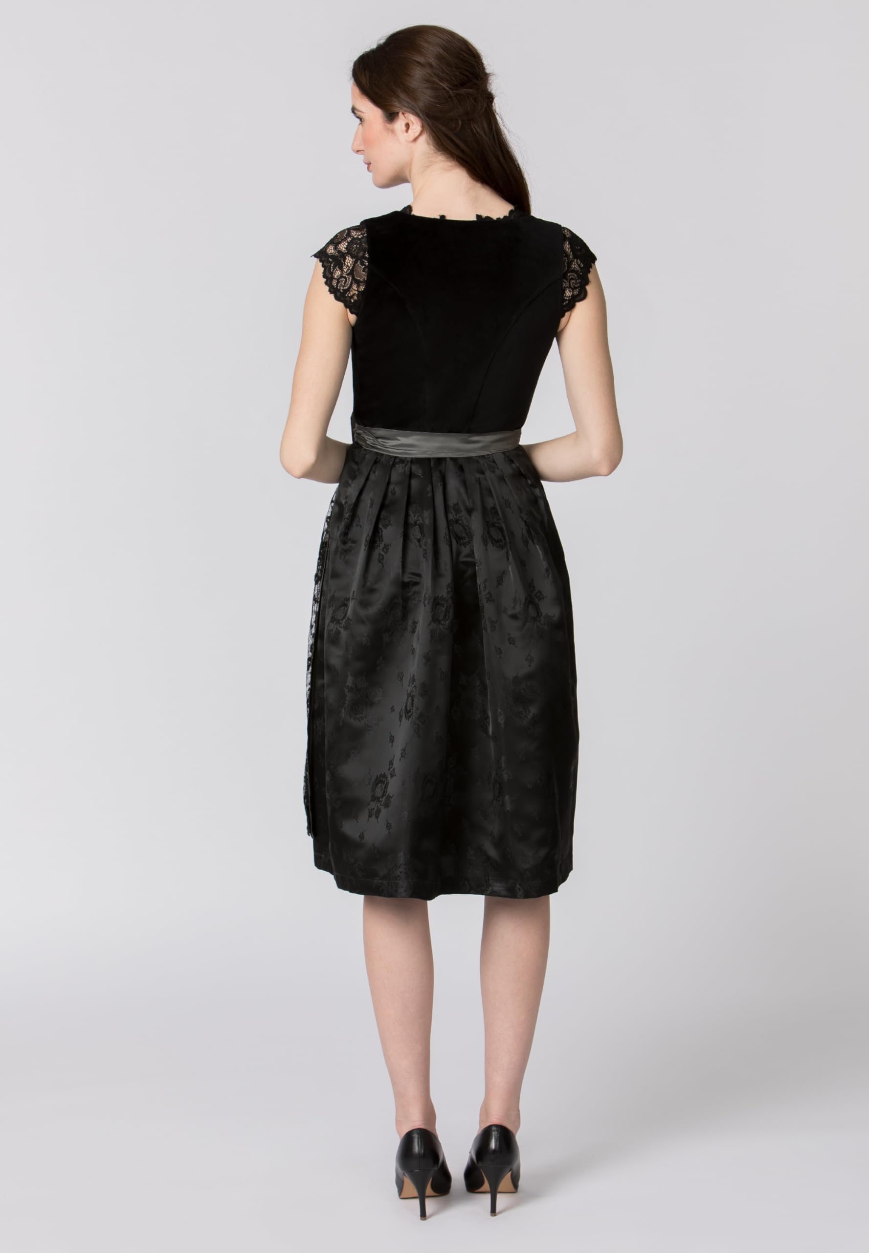 bergfeuer-damen-esta-midi-dirndl-schwarz-samt-mit-spitzensch-rze image 3