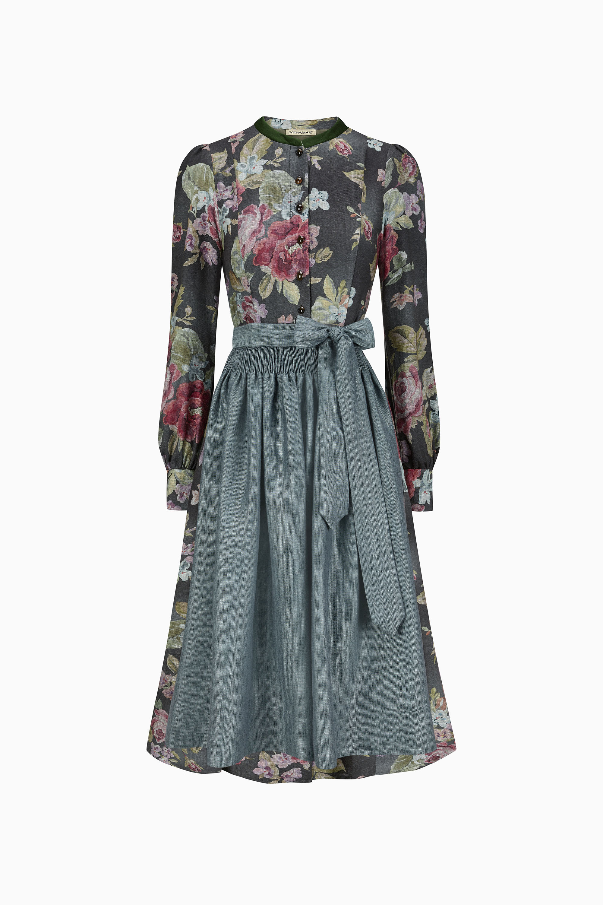 gottseidank-damenkleid-rahel-mit-sch-rze-hochgeschlossenes-kleid-mit-kontrastkra image 1