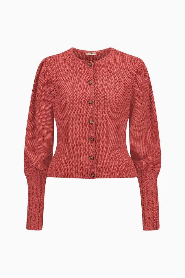 gottseidank-damenstrickjacke-gisela-uni-mit-rundhals-und-puff-rmeln image 1