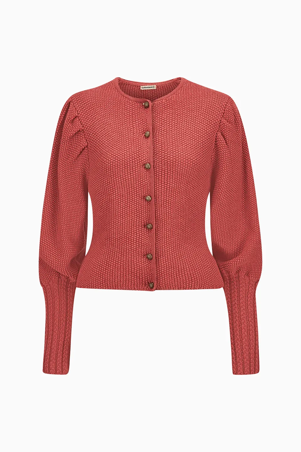 gottseidank-damenstrickjacke-gisela-uni-mit-rundhals-und-puff-rmeln image 1