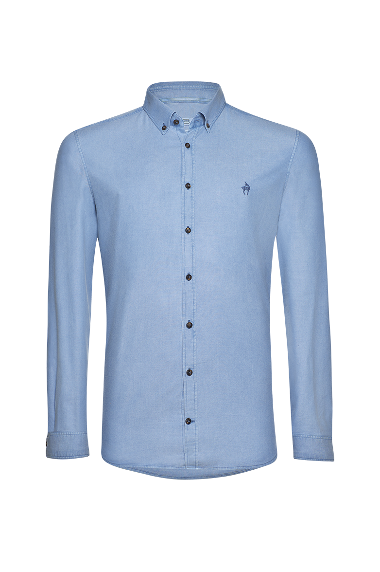 g-ssl-geradlinig-button-down-hemd-baumwolle-blau-herren image 1