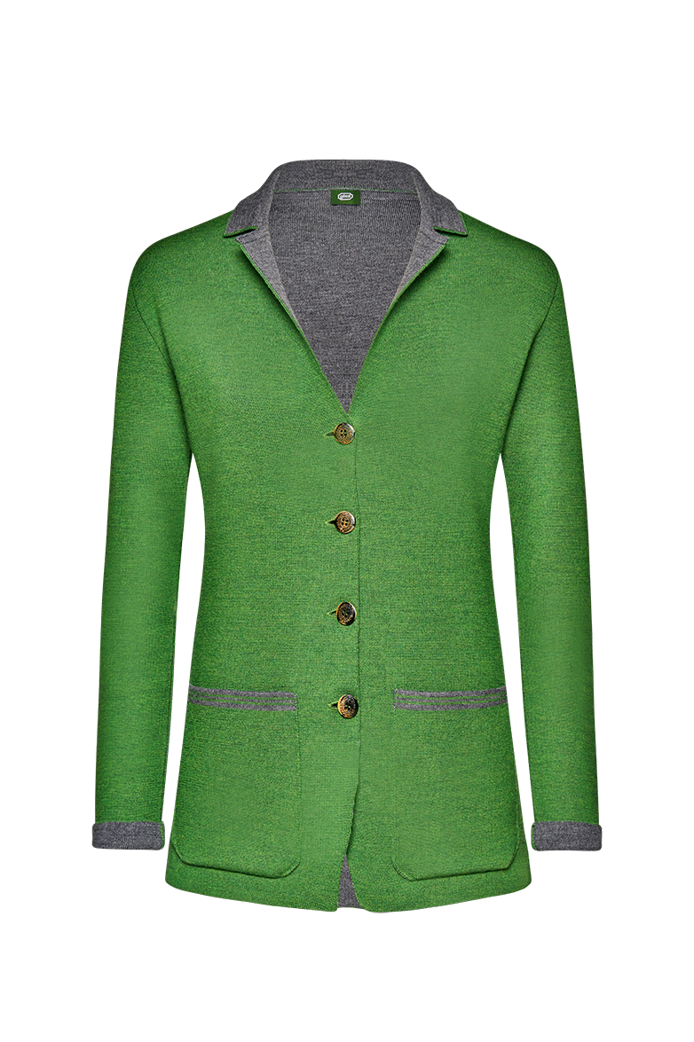 g-ssl-strickblazer-gr-n-taillierter-damen-blazer-aus-merino-schurwolle image 1