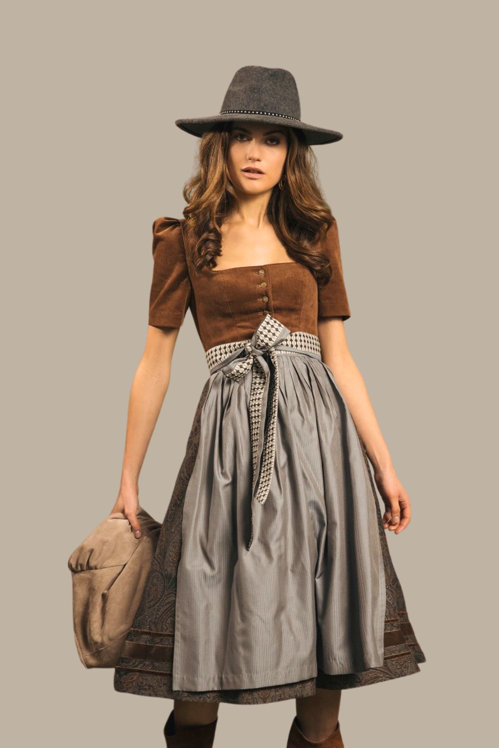 alpenherz-rmchendirndl-therese-stretchcord-dirndl-75-cm-caramel image 2