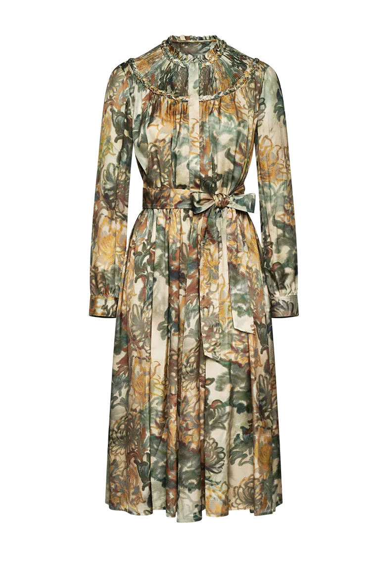 g-ssl-luftiges-jagdkleid-damen-viskose-kleid-gr-n-mit-jagdprint image 1