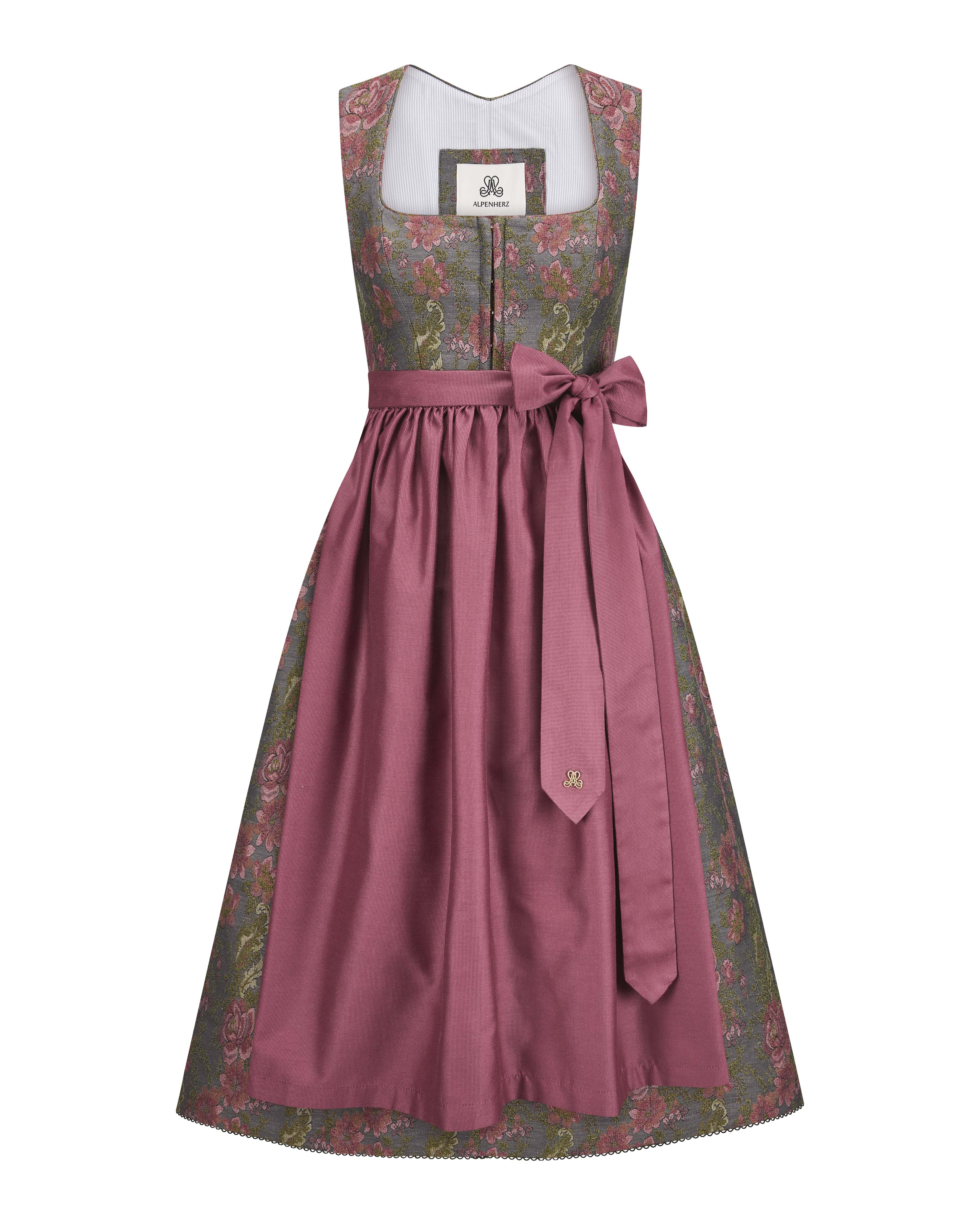 alpenherz-dirndl-barbara-grau-jacquard-herzausschnitt image 1
