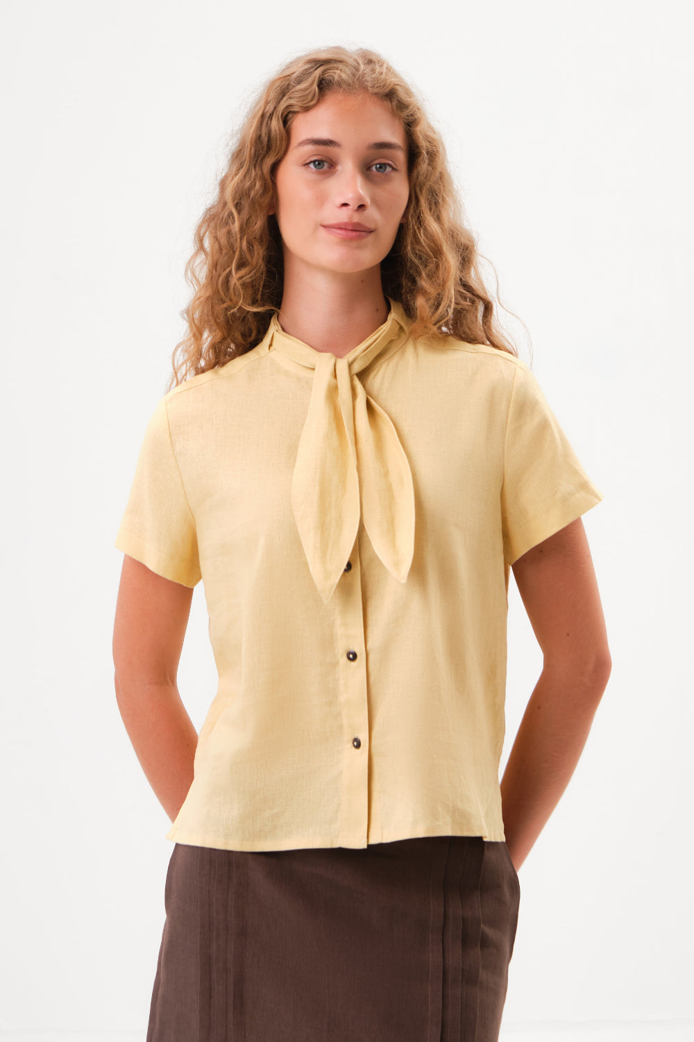 felicitas-beline-damen-kurzarm-bluse-leinen image 1