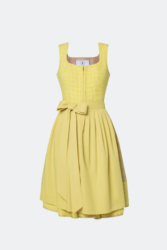 traumtrachten-designerdirndl-amalie-mit-tweedmieder-in-sonnengelb image 1