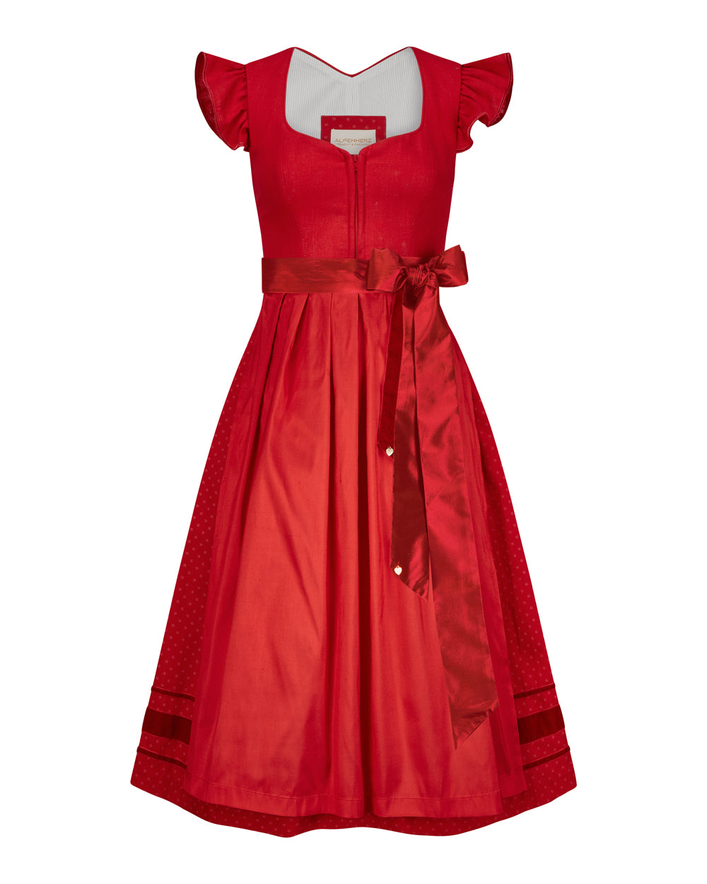alpenherz-dirndl-marie-rot-mit-abnehmbarem-fl-gelarm image 1
