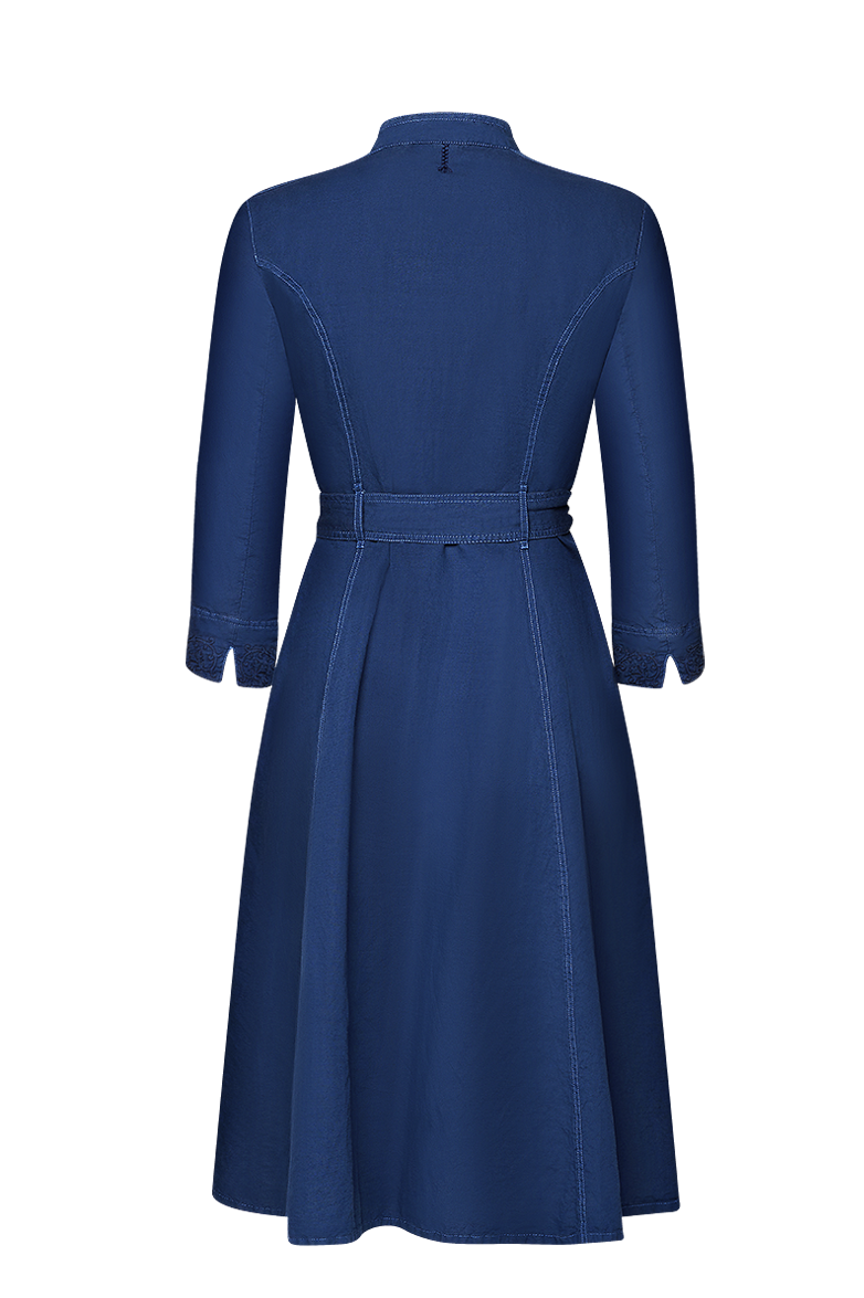 g-ssl-patiniertes-kleid-baumwollkleid-mit-leinen-in-blau image 8
