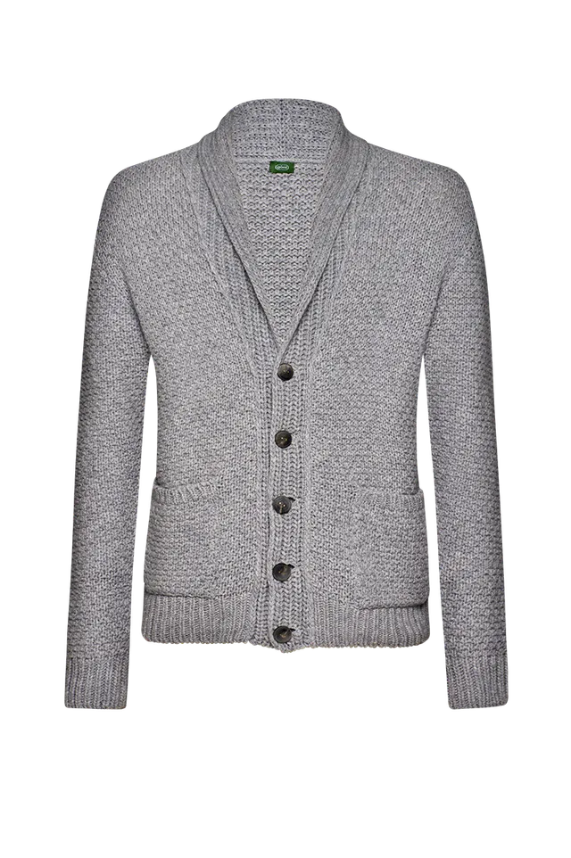g-ssl-strickjacke-mit-schalkragen-merinowolle-grau-schwarz image 1