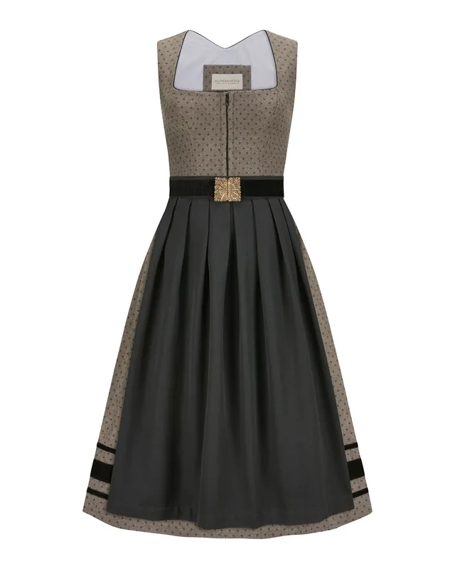 alpenherz-dirndl-nele-schwarz-beige-75cm-baumwolle image 1