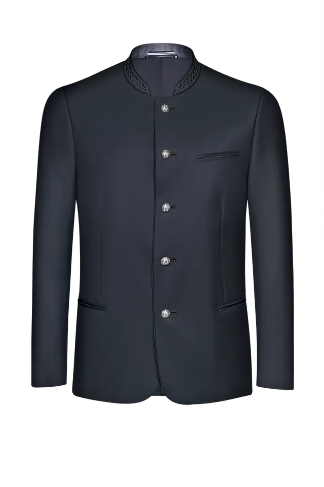 g-ssl-wertvoll-festjacke-wolle-stehkragen-grau-schwarz image 1