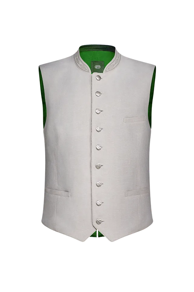 g-ssl-ausseer-gilet-herren-weste-original-bauernleinen-mit-eichenlaub-stickerei image 1