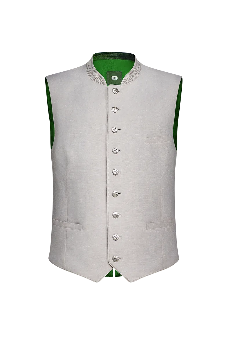 g-ssl-ausseer-gilet-herren-weste-original-bauernleinen-mit-eichenlaub-stickerei image 1