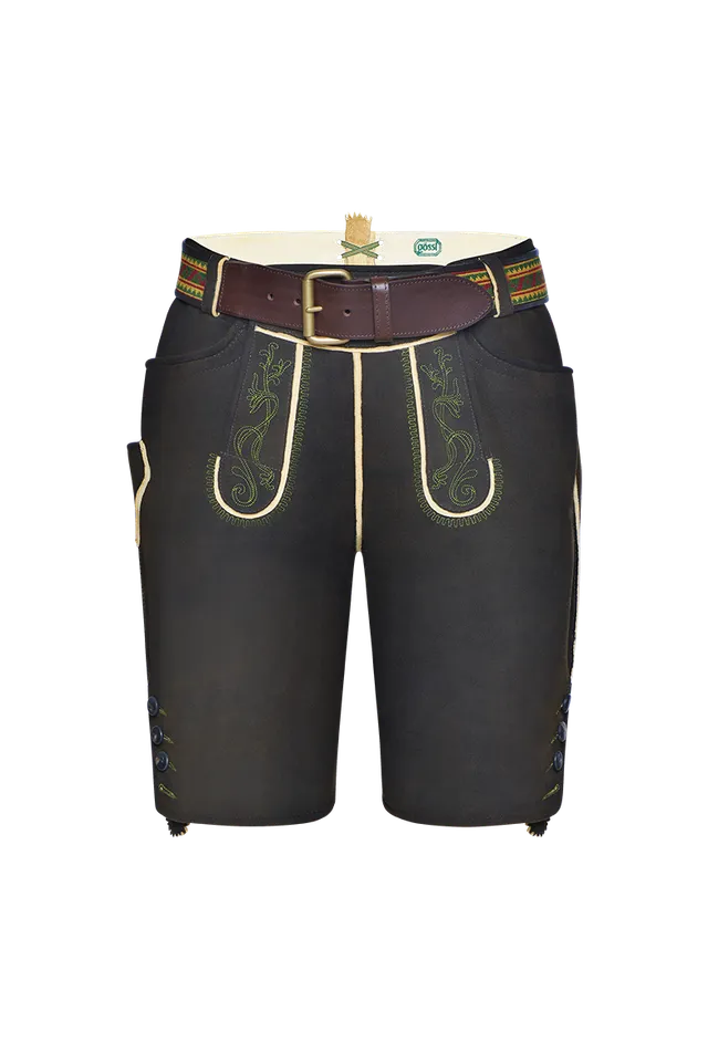g-ssl-salzburger-lederhose-herren-kurze-hirschlederhose-altschwarz-bestickt image 1
