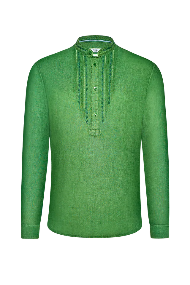 g-ssl-bl-tterranken-pfoad-trachtenhemd-aus-leinen-gr-n-herren image 1