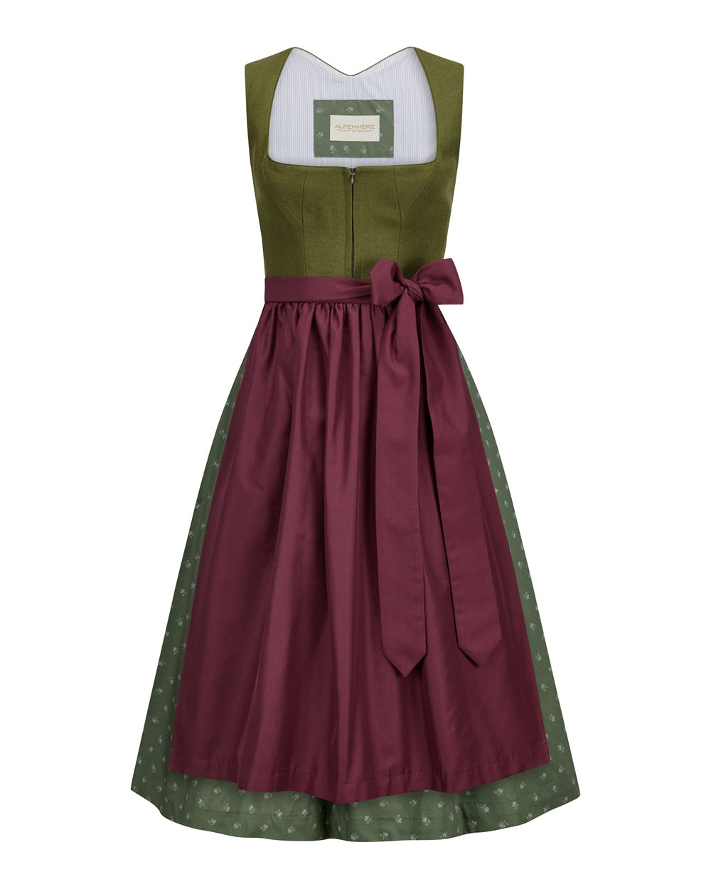 alpenherz-dirndl-sunny-oliv-mit-sch-rze-in-beerenton image 1