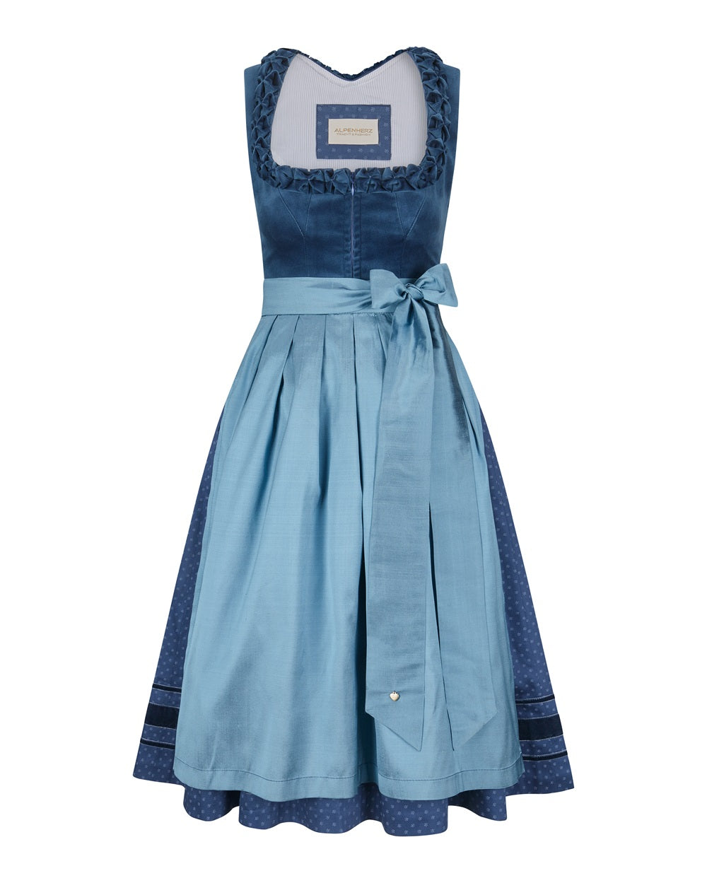 alpenherz-dirndl-josephine-mit-seidensch-rze-mittelblau image 2