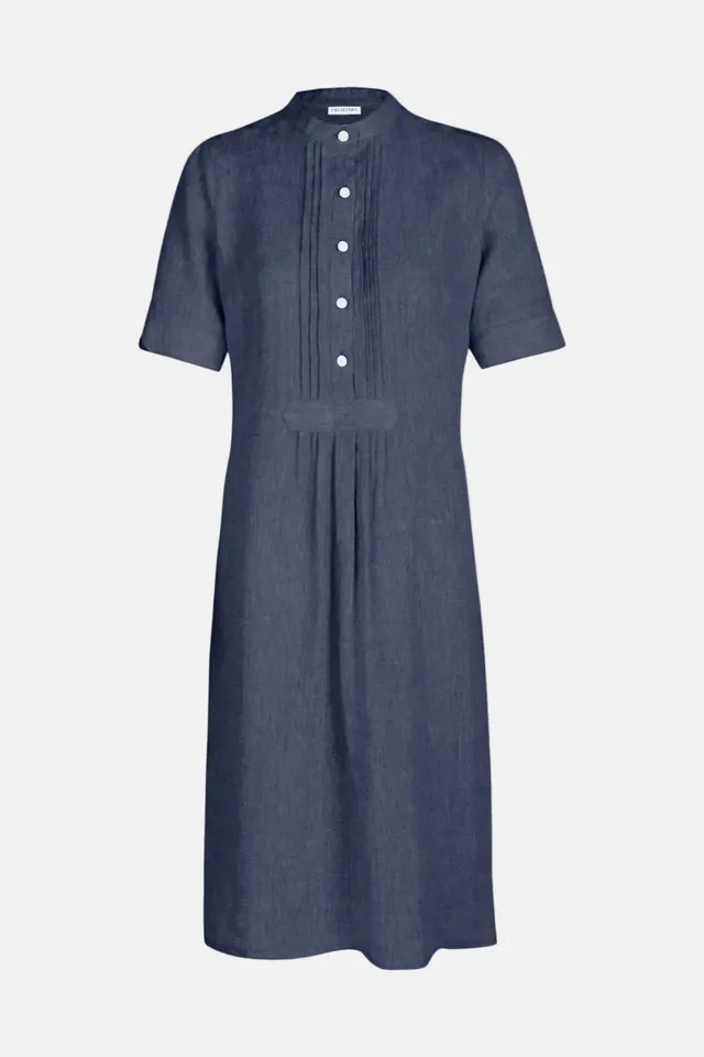 felicitas-kleo-damen-blusenkleid-leinen-stehkragen image 1