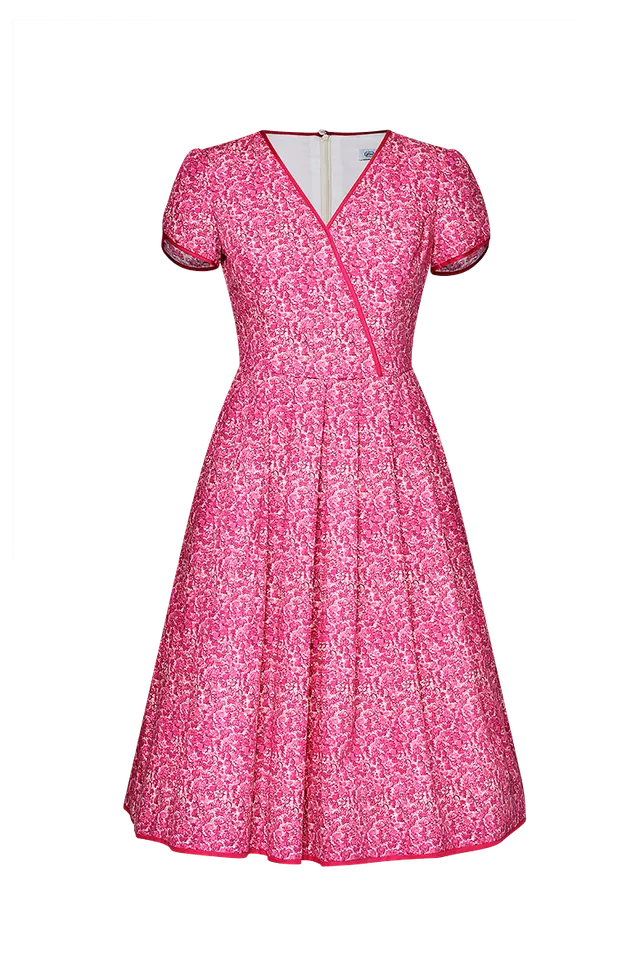 g-ssl-millefleurs-kleid-rosa-baumwolle-v-ausschnitt image 1