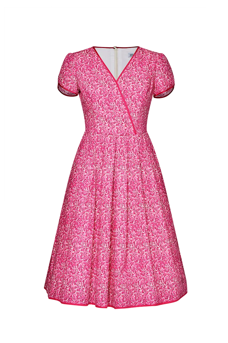 g-ssl-millefleurs-kleid-rosa-baumwolle-v-ausschnitt image 1