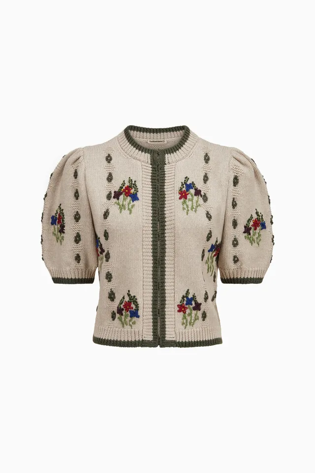 gottseidank-damenstrickjacke-annikki-puff-rmel-stickerei image 1