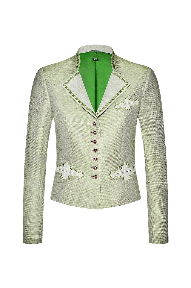 g-ssl-ischler-jacke-damen-gr-n-leinen-wolle-jacquard image 1