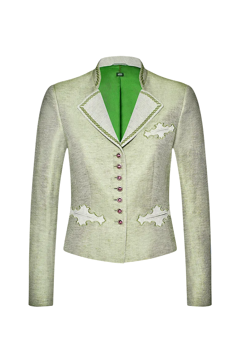 g-ssl-ischler-jacke-damen-gr-n-leinen-wolle-jacquard image 1