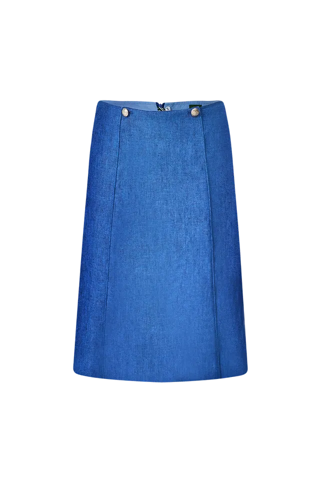 g-ssl-ausgestellter-panama-rock-kurzer-leinen-rock-in-blau image 1