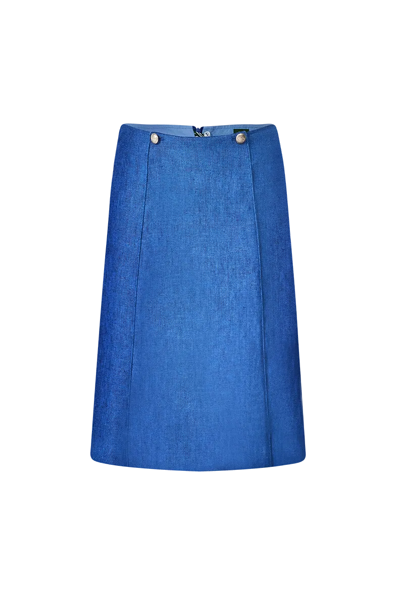 g-ssl-ausgestellter-panama-rock-kurzer-leinen-rock-in-blau image 1