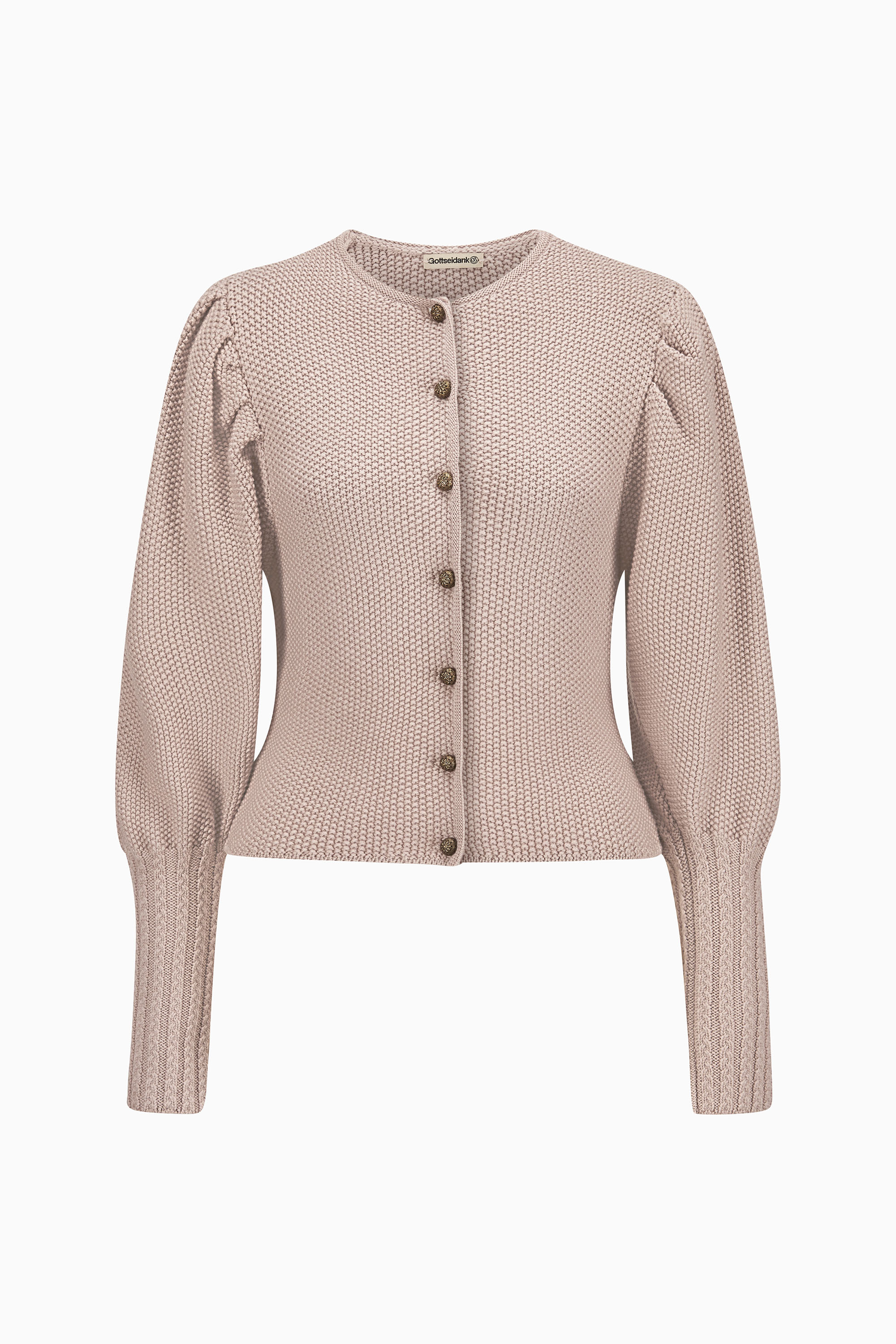 gottseidank-damenstrickjacke-gisela-uni-mit-puff-rmeln image 1