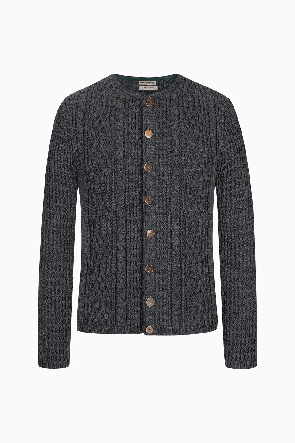 gottseidank-herrenstrickjacke-anton-uni-mit-zopfmuster image 1